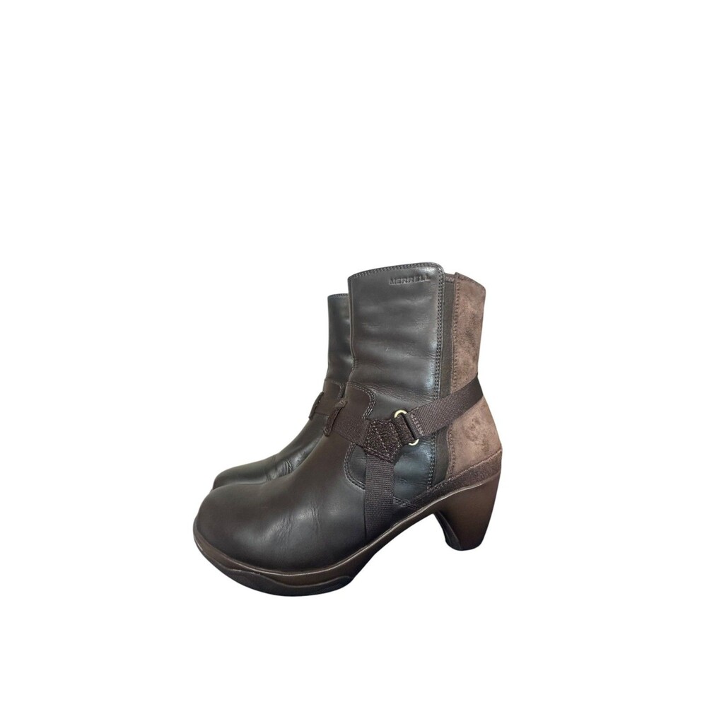 Merrell Womens Size 6.5 Brown Evera Leather Suede Zip-Up Ankle Boots Strap